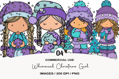 Whimsical Christmas Girl Clipart Product Image 1