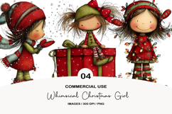 Whimsical Christmas Girl Clipart Product Image 1
