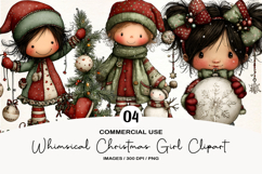 Whimsical Christmas Girl Clipart Product Image 1