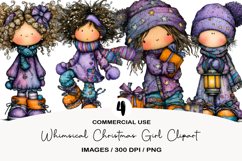 Whimsical Christmas Girl Clipart Product Image 1