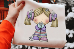 Whimsical Christmas Girl Clipart Product Image 2