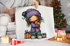 Whimsical Christmas Girl Clipart Product Image 2