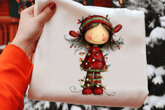 Whimsical Christmas Girl Clipart Product Image 2