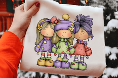 Whimsical Christmas Girl Clipart Product Image 2