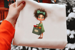 Whimsical Christmas Girl Clipart Product Image 2