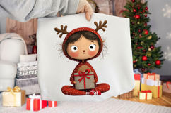 Whimsical Christmas Girl Clipart Product Image 2
