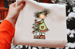 Whimsical Christmas Girl Clipart Product Image 2