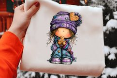 Whimsical Christmas Girl Clipart Product Image 2