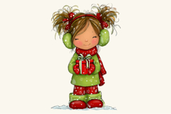 Whimsical Christmas Girl Clipart Product Image 2