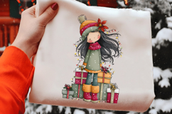 Whimsical Christmas Girl Clipart Product Image 2