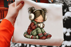 Whimsical Christmas Girl Clipart Product Image 2