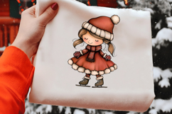 Whimsical Christmas Girl Clipart Product Image 2