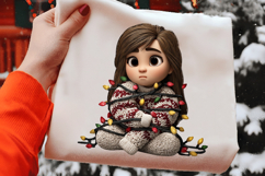Whimsical Christmas Girl Clipart Product Image 2
