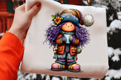 Whimsical Christmas Girl Clipart Product Image 2