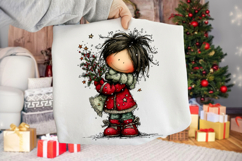 Whimsical Christmas Girl Clipart Product Image 2