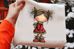 Whimsical Christmas Girl Clipart Product Image 2