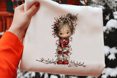 Whimsical Christmas Girl Clipart PNG Product Image 2
