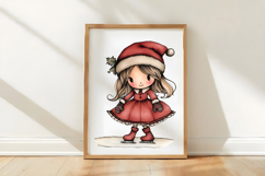 Whimsical Christmas Girl Clipart Product Image 3
