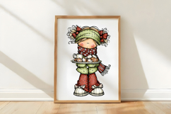 Whimsical Christmas Girl Clipart Product Image 3