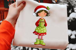 Whimsical Christmas Girl Clipart Product Image 3