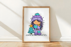 Whimsical Christmas Girl Clipart Product Image 3