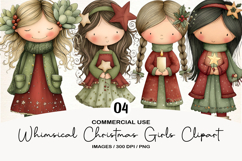 Whimsical Christmas Girls Clipart PNG Product Image 1