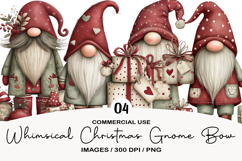 Whimsical Christmas Gnome Bow Clipart Product Image 1