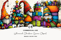Whimsical Christmas Gnome Clipart Product Image 1