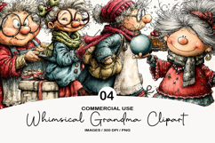 Whimsical Christmas Grandma Clipart Product Image 1