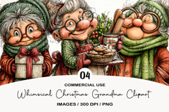 Whimsical Christmas Grandma Clipart Product Image 1