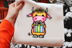 Whimsical Christmas Highland Cow Clipart Product Image 2