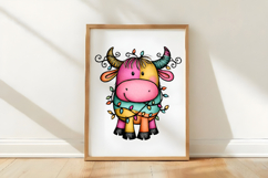Whimsical Christmas Highland Cow Clipart Product Image 3
