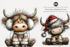 Whimsical Christmas Highland Cow Clipart Product Image 1