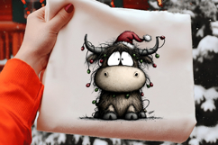 Whimsical Christmas Highland Cow Clipart Product Image 2
