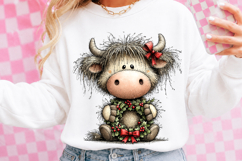 Whimsical Christmas Highland Cow Clipart Product Image 2