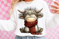 Whimsical Christmas Highland Cow Clipart Product Image 2