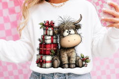 Whimsical Christmas Highland Cow Clipart Product Image 2