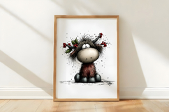 Whimsical Christmas Highland Cow Clipart Product Image 3