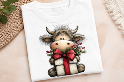 Whimsical Christmas Highland Cow Clipart Product Image 3