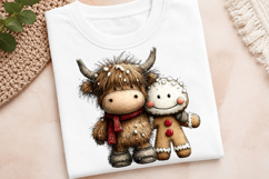 Whimsical Christmas Highland Cow Clipart Product Image 3