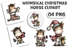 Whimsical Christmas Horse Clipart Sublimation Product Image 1