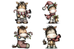 Whimsical Christmas Horse Clipart Sublimation Product Image 2
