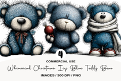 Whimsical Christmas Icy Blue Teddy Bear Product Image 1