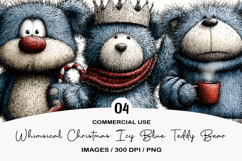 Whimsical Christmas Icy Blue Teddy Bear PNG Product Image 1