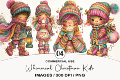 Whimsical Christmas Kids Clipart Product Image 1