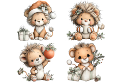 Whimsical Christmas Lion Clipart Product Image 2