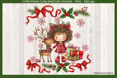Whimsical Christmas Little Girl, Sublimation Png Design Product Image 2
