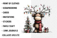 Whimsical Christmas Moose Clipart PNG | Cozy Woodland PNG Product Image 2