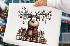 Whimsical Christmas Moose Clipart PNG | Cozy Woodland PNG Product Image 3