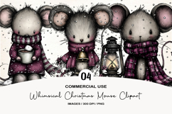 Whimsical Christmas Mouse Clipart Product Image 1